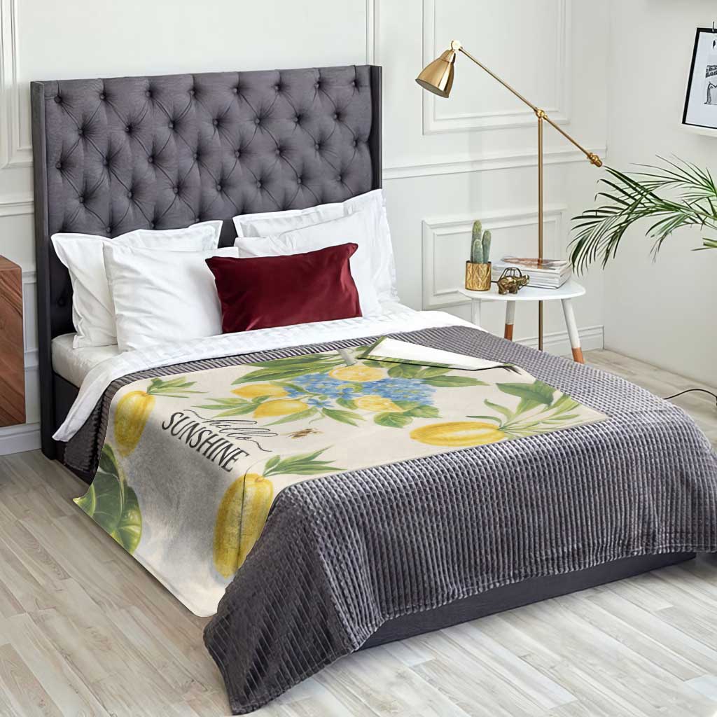 Hello Sunshine Watercolor Lemons and Hydrangeas Floral Throw Blanket TS02 Print Your Wear