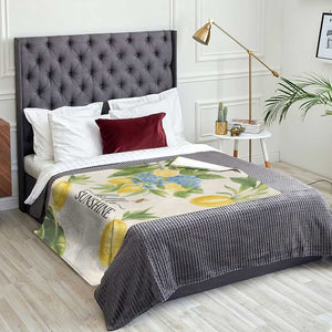 Hello Sunshine Watercolor Lemons and Hydrangeas Floral Throw Blanket TS02 Print Your Wear