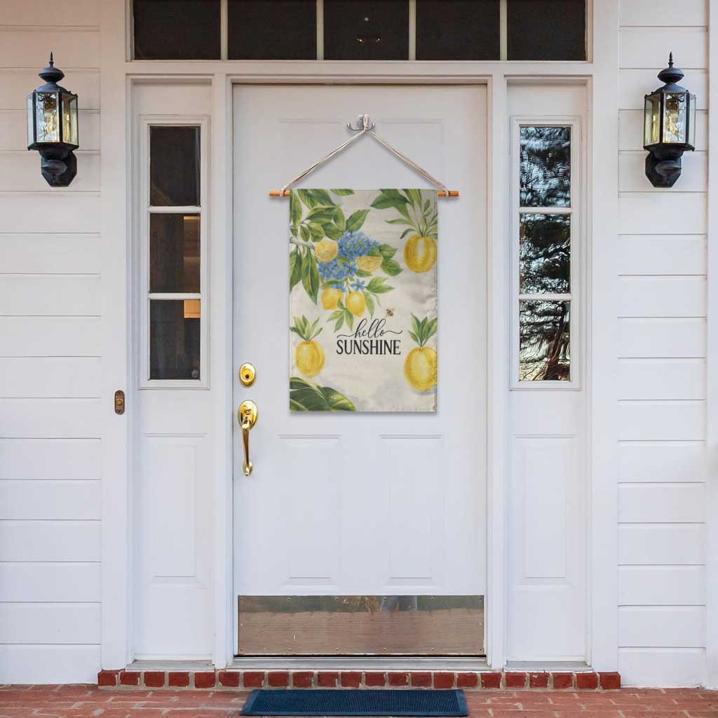 Hello Sunshine Watercolor Lemons and Hydrangeas Floral Garden Flag TS02 Print Your Wear