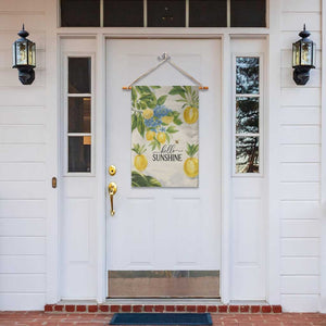 Hello Sunshine Watercolor Lemons and Hydrangeas Floral Garden Flag TS02 Print Your Wear