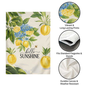 Hello Sunshine Watercolor Lemons and Hydrangeas Floral Garden Flag TS02 Print Your Wear