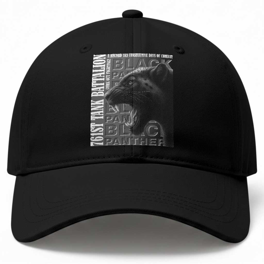 761st Tank Battalion WWII Military History Graphic Baseball Cap Come Out Fighting 183 Days Combat Black Panther Honor