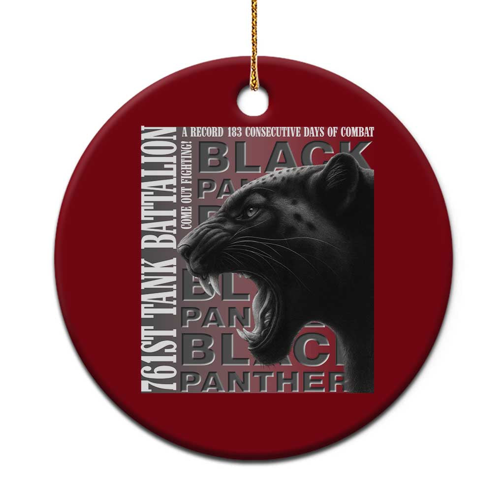 761st Tank Battalion WWII Military History Graphic Ceramic Ornament Come Out Fighting 183 Days Combat Black Panther Honor