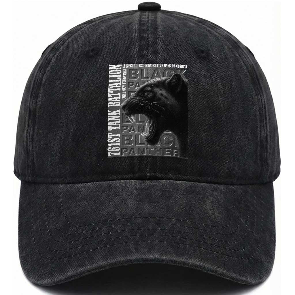 761st Tank Battalion WWII Military History Graphic Washed Cotton Baseball Cap Come Out Fighting 183 Days Combat Black Panther Honor