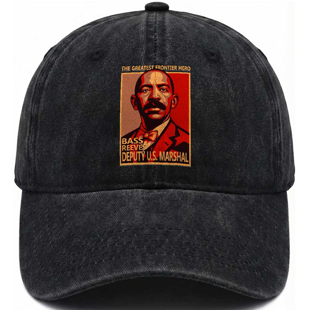 Bass Reeves The Greatest Frontier Hero Vintage Poster Graphic Washed Cotton Baseball Cap First Black Deputy US Marshal Black History