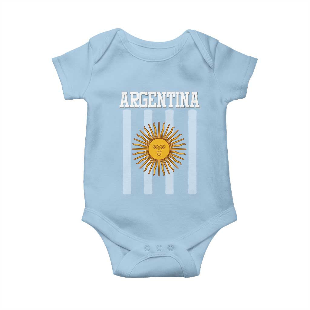 Argentina Sun of May Flag Retro Graphic Baby Onesie Patriotic Argentine Heritage Pride Souvenir TS02 Light Blue Print Your Wear