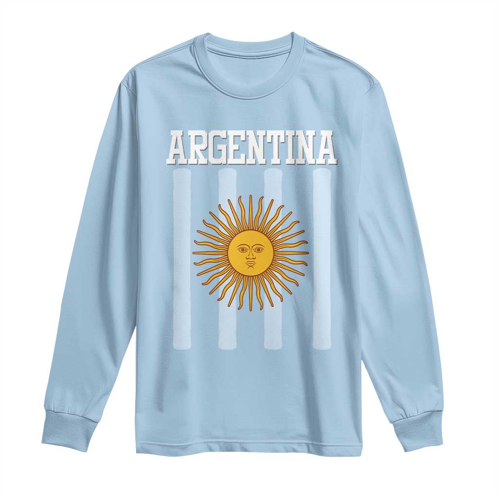 Argentina Sun of May Flag Retro Graphic Long Sleeve Shirt Patriotic Argentine Heritage Pride Souvenir TS02 Light Blue Print Your Wear