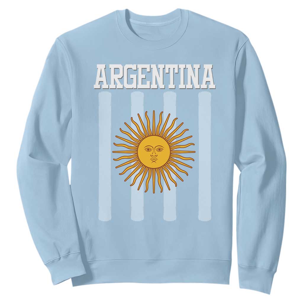 Argentina Sun of May Flag Retro Graphic Sweatshirt Patriotic Argentine Heritage Pride Souvenir TS02 Light Blue Print Your Wear