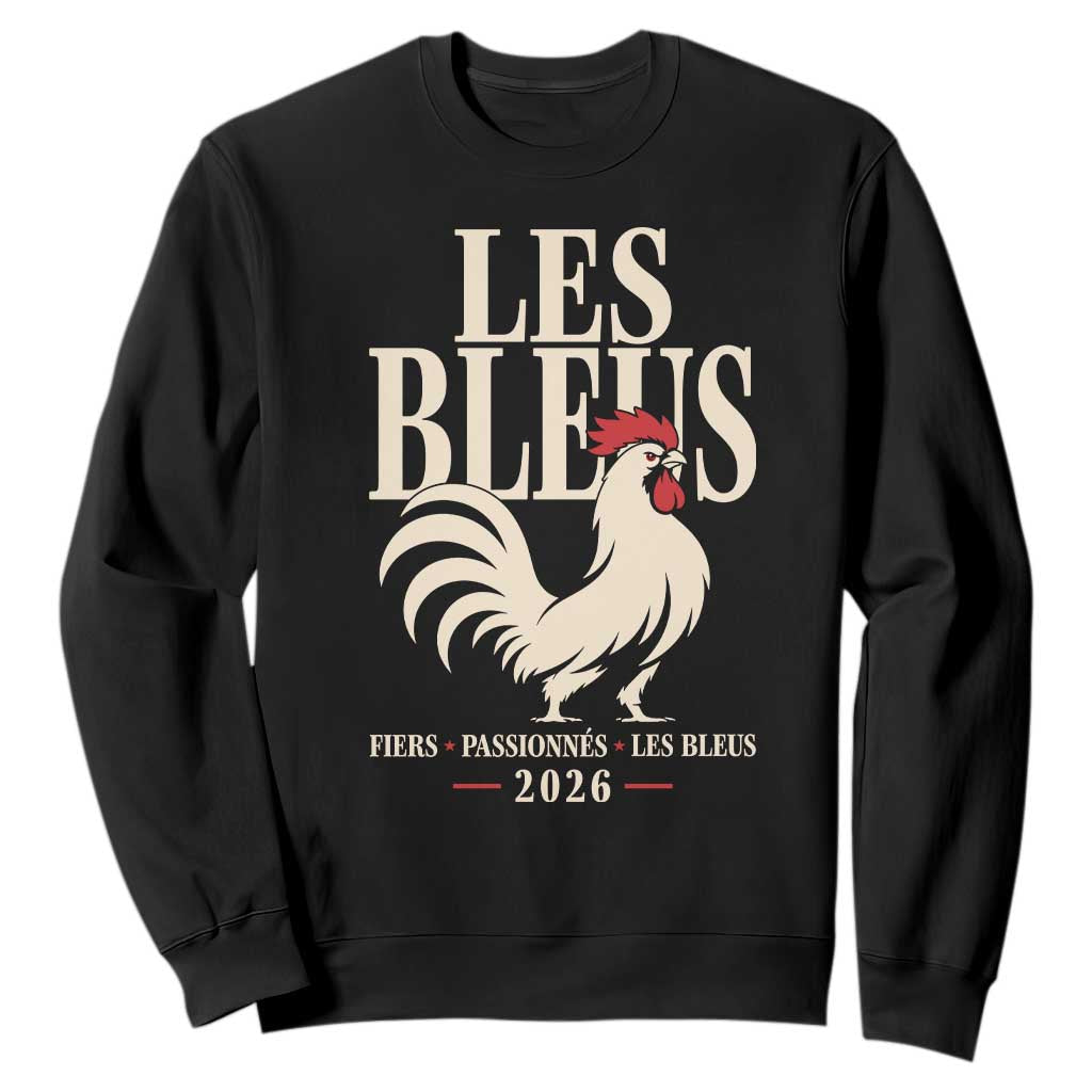 Les Bleus France Soccer Retro Rooster Graphic Sweatshirt Proud Passionate French Pride Vintage Football Fans Gear TS02 Black Print Your Wear
