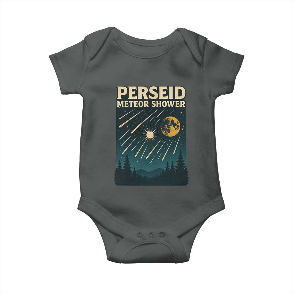 Vintage Perseid Meteor Shower Observer Baby Onesie Retro Celestial Stargazing Graphic TS02 Dark Heather Print Your Wear