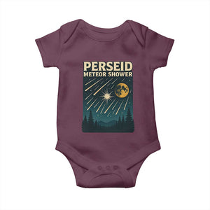 Vintage Perseid Meteor Shower Observer Baby Onesie Retro Celestial Stargazing Graphic TS02 Maroon Print Your Wear