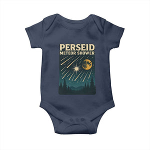 Vintage Perseid Meteor Shower Observer Baby Onesie Retro Celestial Stargazing Graphic TS02 Navy Print Your Wear