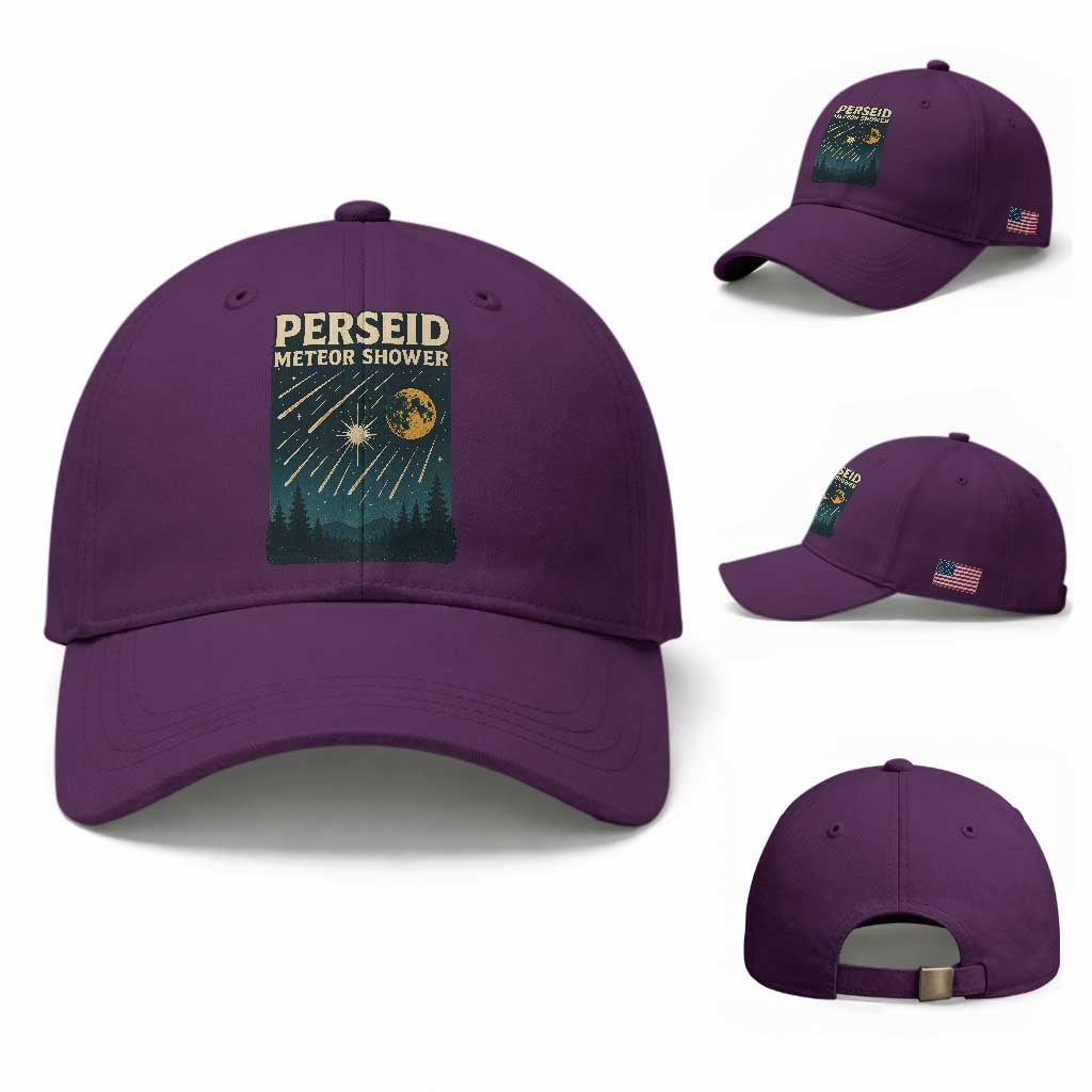 Vintage Perseid Meteor Shower Observer Baseball Cap Retro Celestial Stargazing Graphic TS02 Baseball Cap Universal Fit Purple Print Your Wear