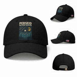 Vintage Perseid Meteor Shower Observer Baseball Cap Retro Celestial Stargazing Graphic TS02 Baseball Cap Universal Fit Black Print Your Wear