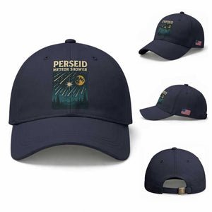 Vintage Perseid Meteor Shower Observer Baseball Cap Retro Celestial Stargazing Graphic TS02 Baseball Cap Universal Fit Navy Print Your Wear