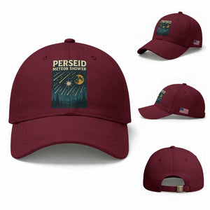 Vintage Perseid Meteor Shower Observer Baseball Cap Retro Celestial Stargazing Graphic TS02 Baseball Cap Universal Fit Maroon Print Your Wear