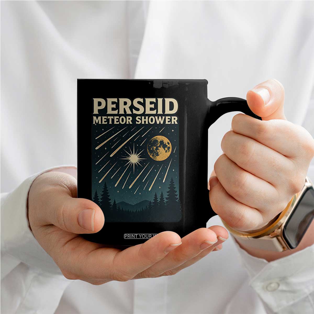 Vintage Perseid Meteor Shower Observer Coffee Mug Retro Celestial Stargazing Graphic TS02 Print Your Wear