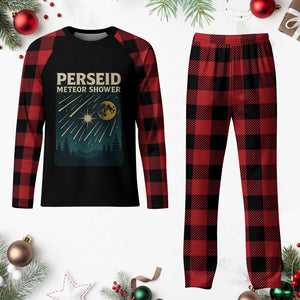 Vintage Perseid Meteor Shower Observer Plaid Pajama Set Retro Celestial Stargazing Graphic TS02 Buffalo Plaid Print Your Wear