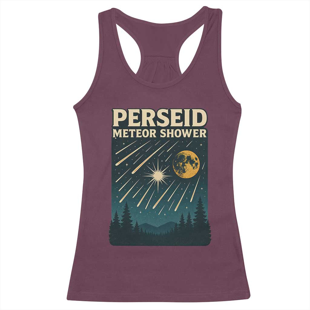 Vintage Perseid Meteor Shower Observer Racerback Tank Top Retro Celestial Stargazing Graphic TS02 Maroon Print Your Wear