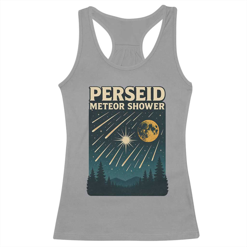 Vintage Perseid Meteor Shower Observer Racerback Tank Top Retro Celestial Stargazing Graphic TS02 Sport Gray Print Your Wear