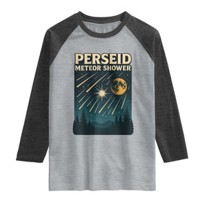Vintage Perseid Meteor Shower Observer Raglan Shirt Retro Celestial Stargazing Graphic TS02 Heather Gray Heather Charcoal Print Your Wear
