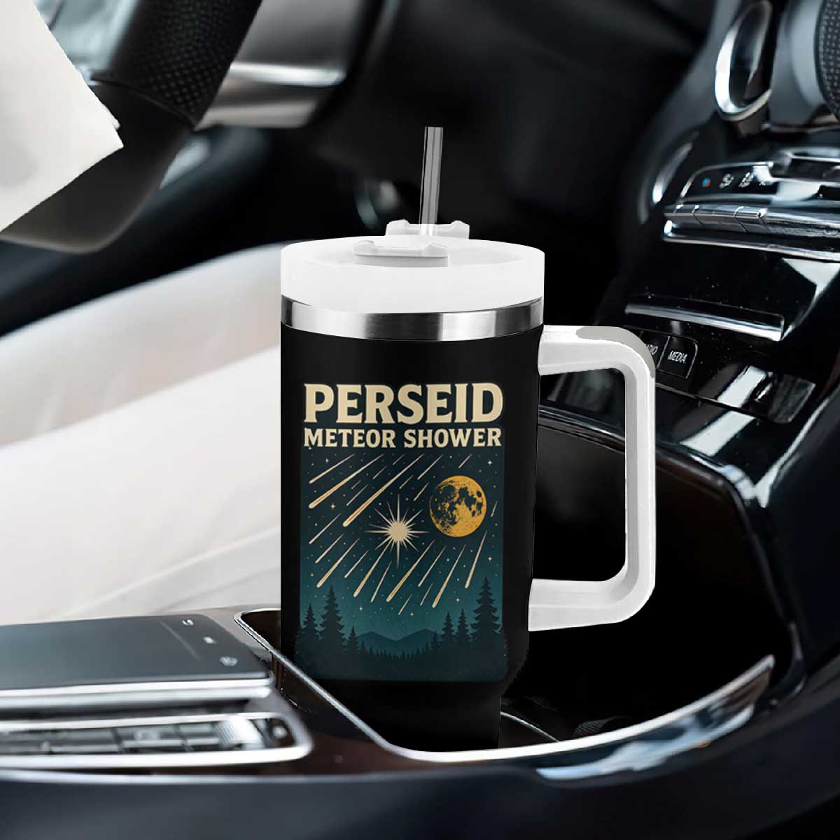 Vintage Perseid Meteor Shower Observer Tumbler With Handle Retro Celestial Stargazing Graphic TS02 Print Your Wear