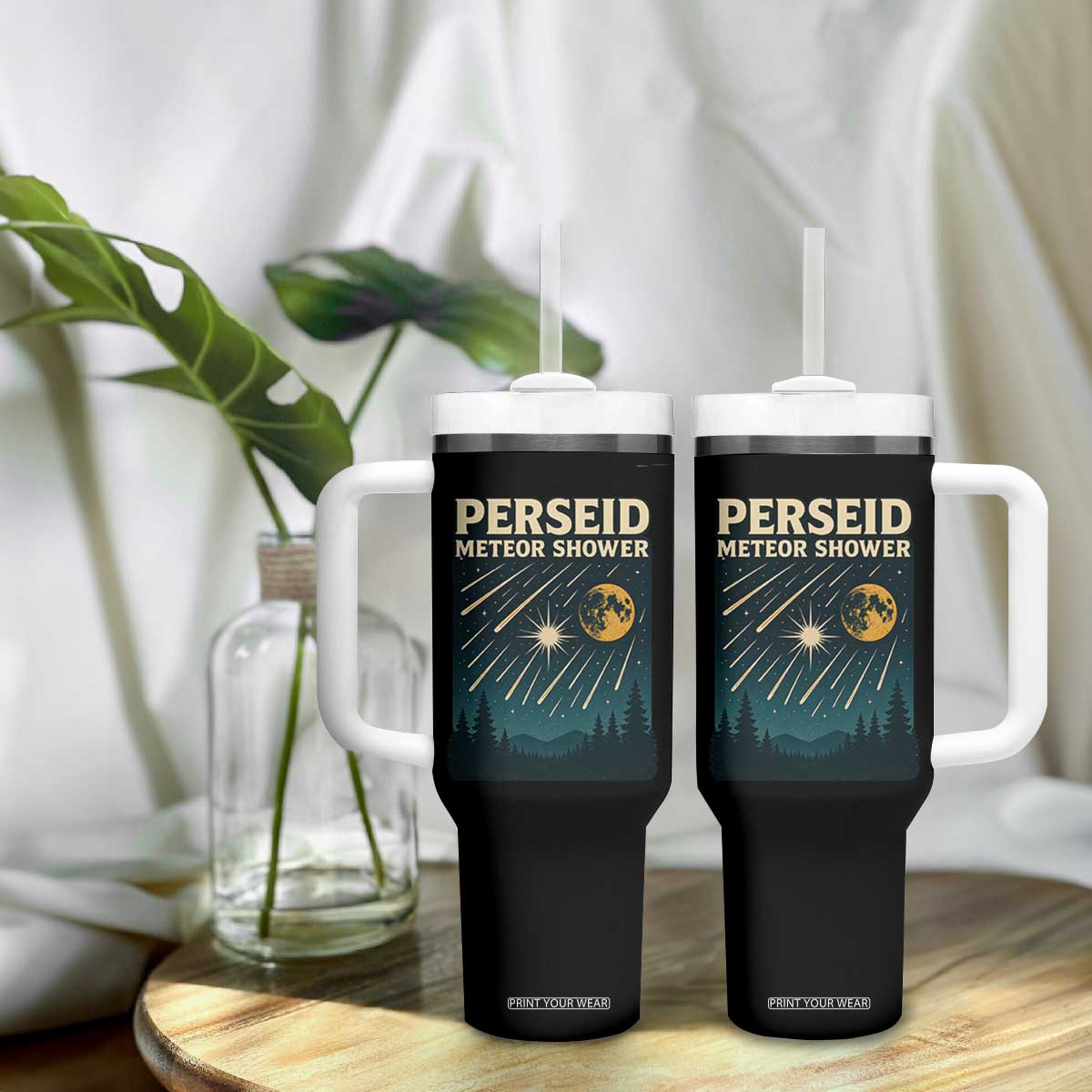 Vintage Perseid Meteor Shower Observer Tumbler With Handle Retro Celestial Stargazing Graphic TS02 Print Your Wear