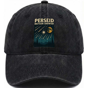 Vintage Perseid Meteor Shower Observer Washed Cotton Baseball Cap Retro Celestial Stargazing Graphic TS02 Print Your Wear