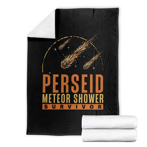 Vintage Perseid Meteor Shower Survivor Throw Blanket Retro Astronomy Stargazing Graphic TS02 Black Print Your Wear