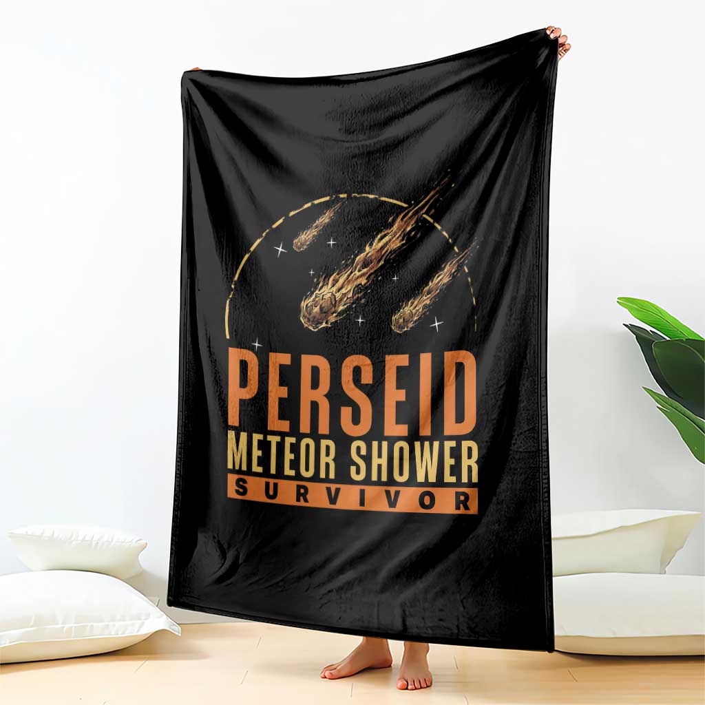 Vintage Perseid Meteor Shower Survivor Throw Blanket Retro Astronomy Stargazing Graphic TS02 Print Your Wear
