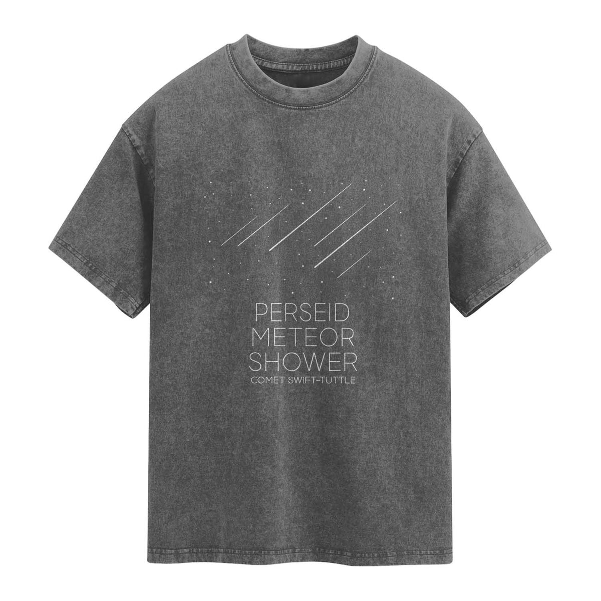 Perseid Meteor Shower Comet Swift Tuttle Washed Cotton T-Shirt Celestial Astronomy Graphic TS02 Charcoal Print Your Wear
