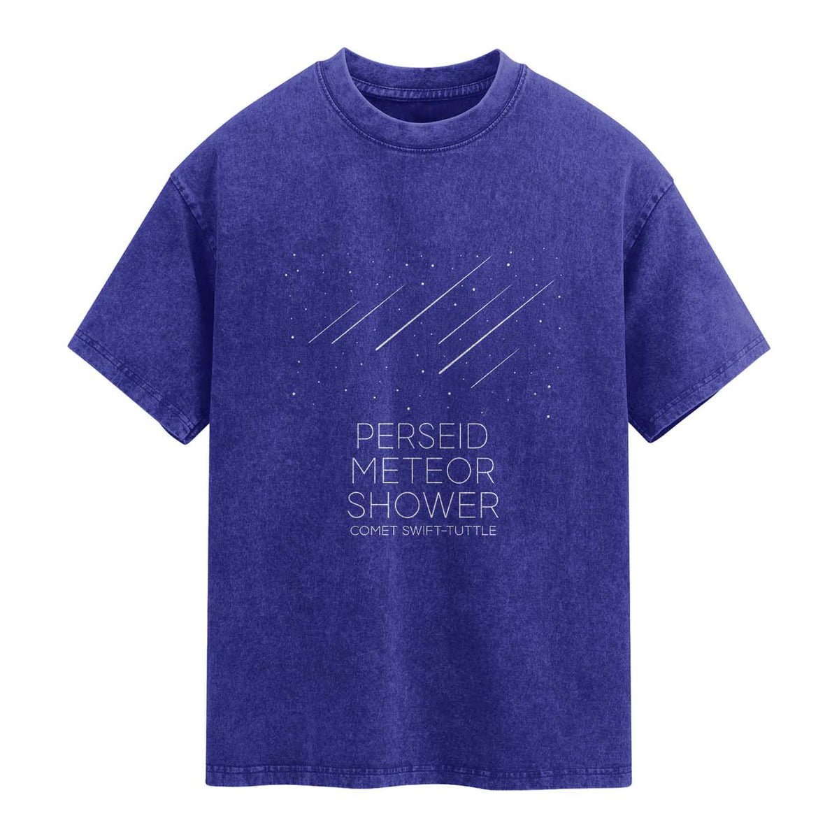 Perseid Meteor Shower Comet Swift Tuttle Washed Cotton T-Shirt Celestial Astronomy Graphic TS02 Indigo Blue Print Your Wear