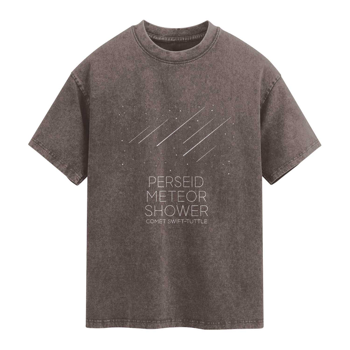 Perseid Meteor Shower Comet Swift Tuttle Washed Cotton T-Shirt Celestial Astronomy Graphic TS02 Brown Print Your Wear