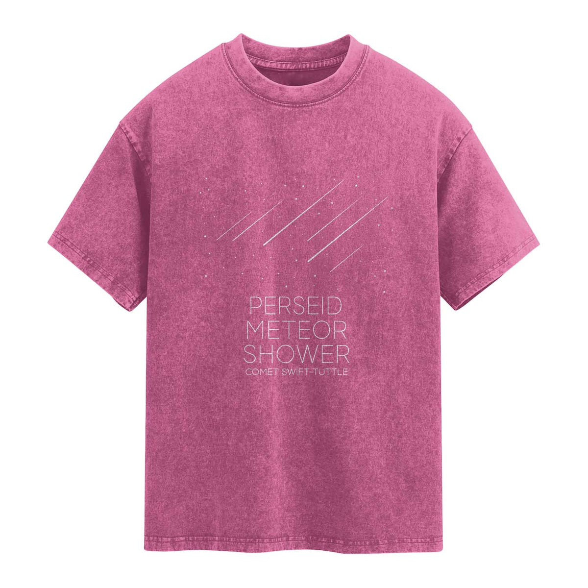 Perseid Meteor Shower Comet Swift Tuttle Washed Cotton T-Shirt Celestial Astronomy Graphic TS02 Magenta Print Your Wear