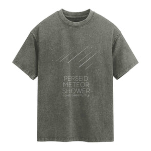 Perseid Meteor Shower Comet Swift Tuttle Washed Cotton T-Shirt Celestial Astronomy Graphic TS02 Olive Green Print Your Wear