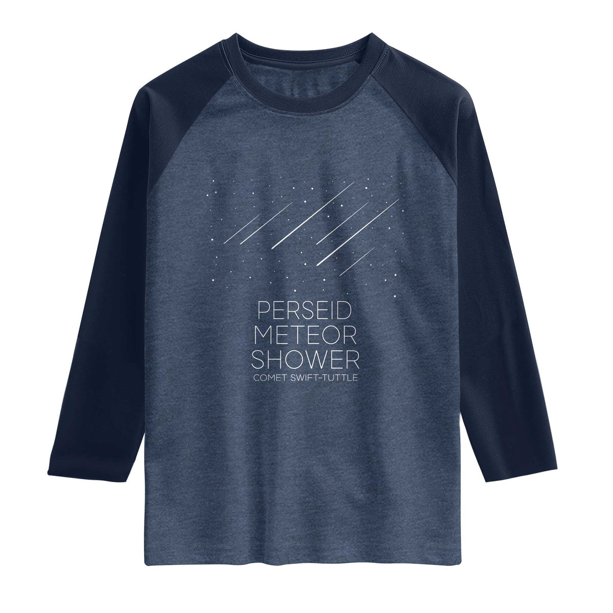 Perseid Meteor Shower Comet Swift Tuttle Raglan Shirt Celestial Astronomy Graphic TS02 Heather Denim Navy Print Your Wear