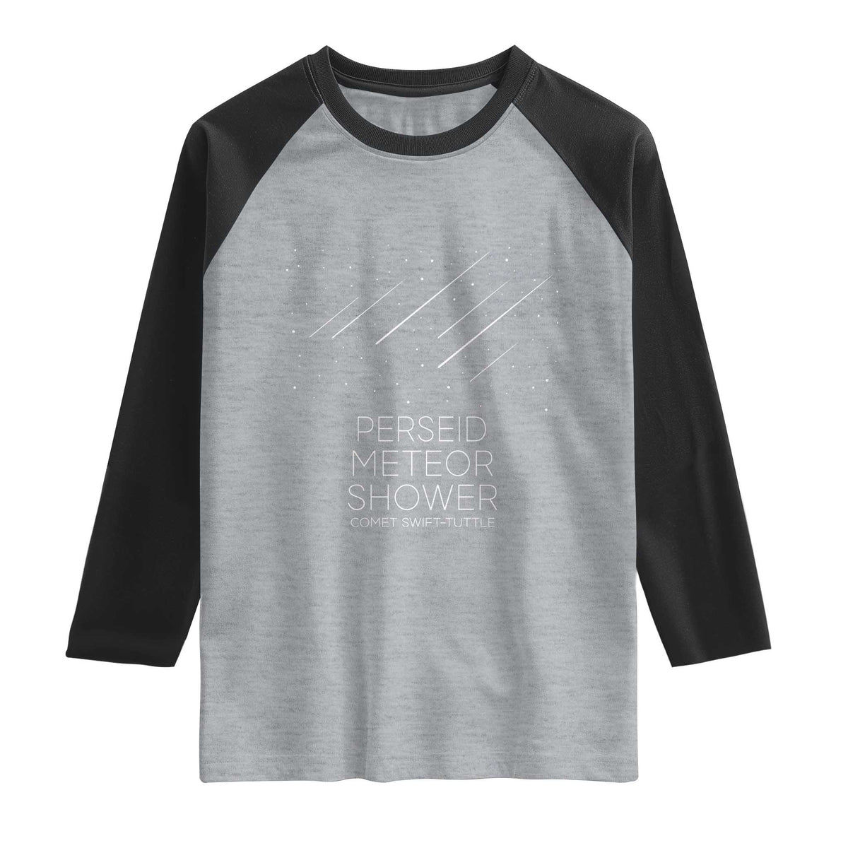 Perseid Meteor Shower Comet Swift Tuttle Raglan Shirt Celestial Astronomy Graphic TS02 Heather Gray Black Print Your Wear