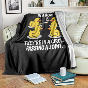Funny 420 Weed Rubber Duck Graphic Throw Blanket My Ducks Arent In A Row They Are In A Circle Passing A Joint