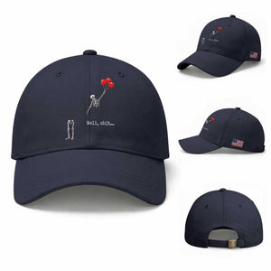 Well Shit Floating Skeleton Red Balloons Baseball Cap Funny Dark Humor Halloween Gift