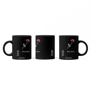 Well Shit Floating Skeleton Red Balloons Coffee Mug Funny Dark Humor Halloween Gift