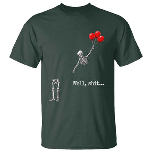 Well Shit Floating Skeleton Red Balloons T Shirt Funny Dark Humor Halloween Gift