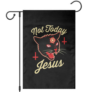 Not Today Jesus Black Cat Pentagram Inverted Cross Garden Flag Funny Occult Goth Graphic