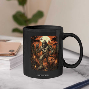 Funny Mummy Bigfoot Rock On Pumpkin Bucket Halloween Coffee Mug