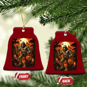 Funny Mummy Bigfoot Rock On Pumpkin Bucket Halloween Ceramic Ornament