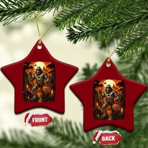 Funny Mummy Bigfoot Rock On Pumpkin Bucket Halloween Ceramic Ornament