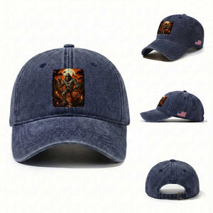 Funny Mummy Bigfoot Rock On Pumpkin Bucket Halloween Washed Cotton Baseball Cap