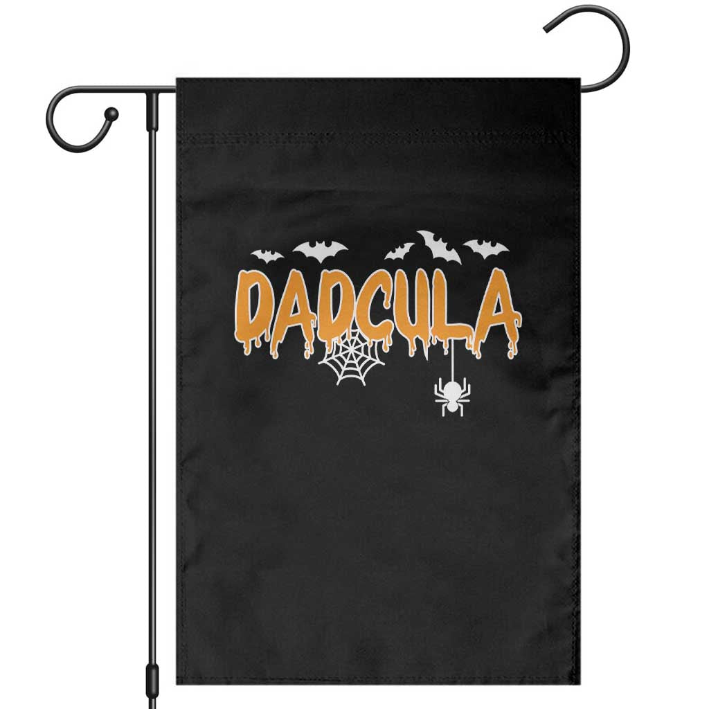 Dadcula Funny Vampire Dad Garden Flag Spiderweb Spooky Halloween