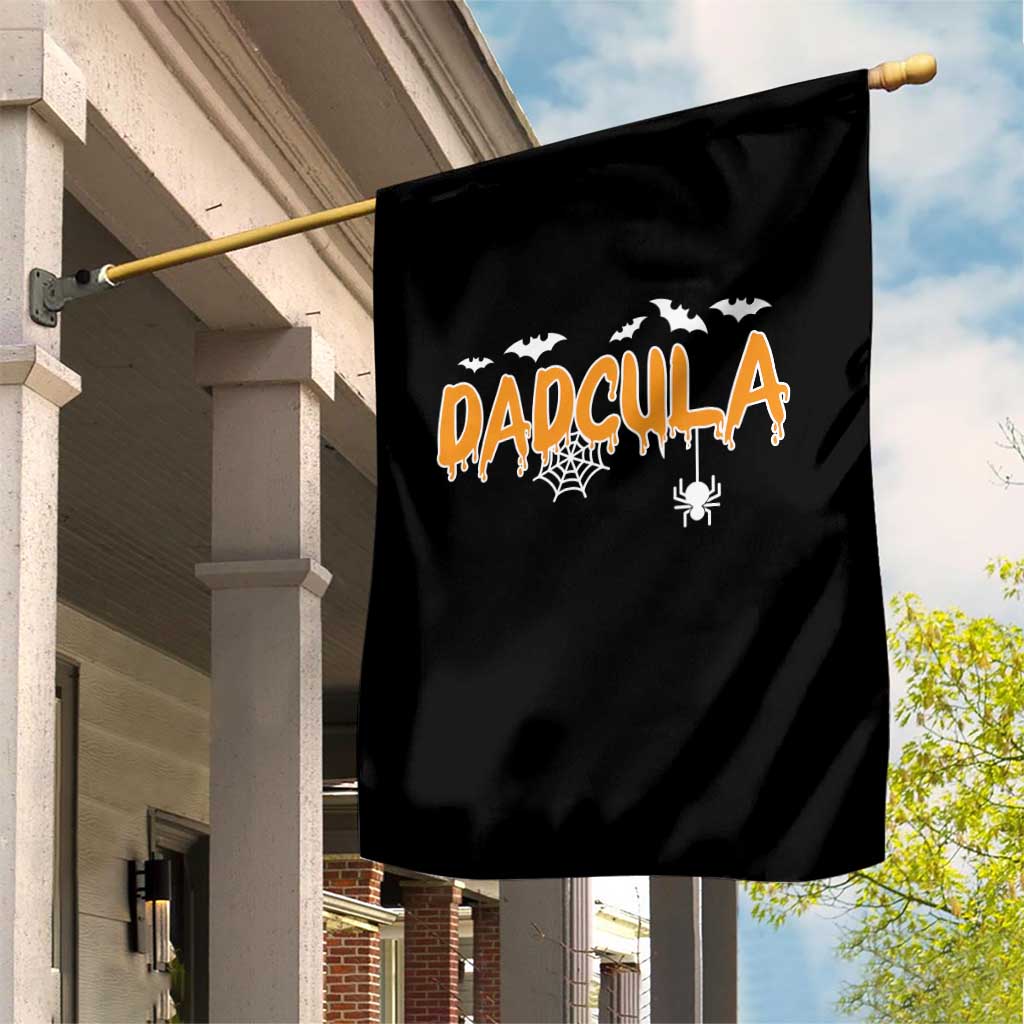 Dadcula Funny Vampire Dad Garden Flag Spiderweb Spooky Halloween