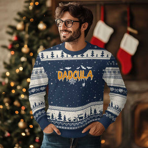 Dadcula Funny Vampire Dad Ugly Christmas Sweater Spiderweb Spooky Halloween