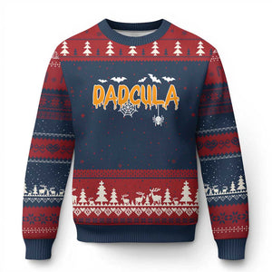 Dadcula Funny Vampire Dad Ugly Christmas Sweater Spiderweb Spooky Halloween